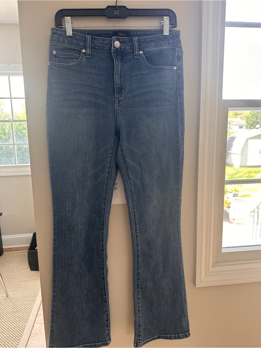 Quince Women's Dark Blue Flare Jeans